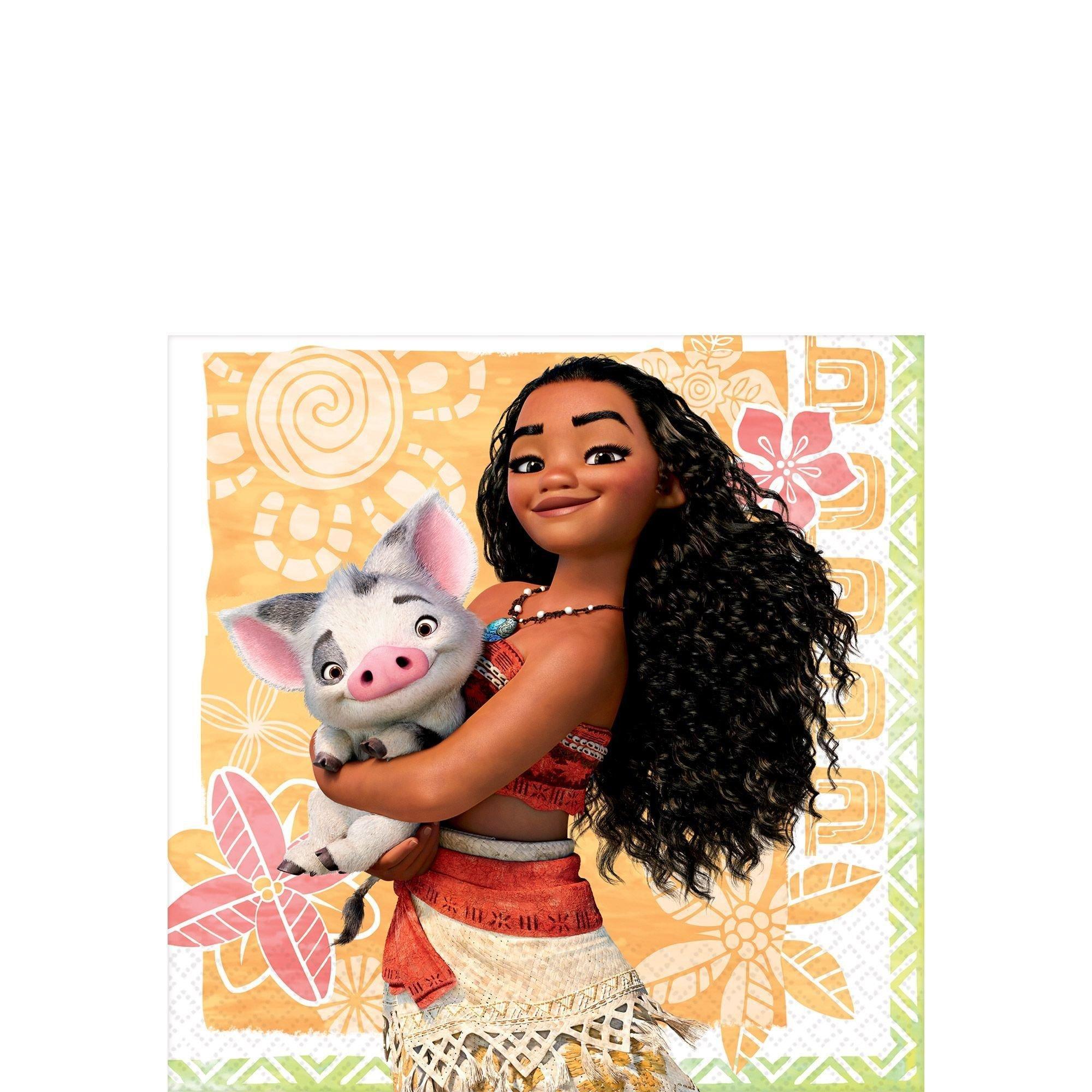 Moana Tableware Birthday Party Supplies Pack for 8 Guests - Kit Includes Plates, Napkins, Cups, Table Cover, Candle & Favor Cup